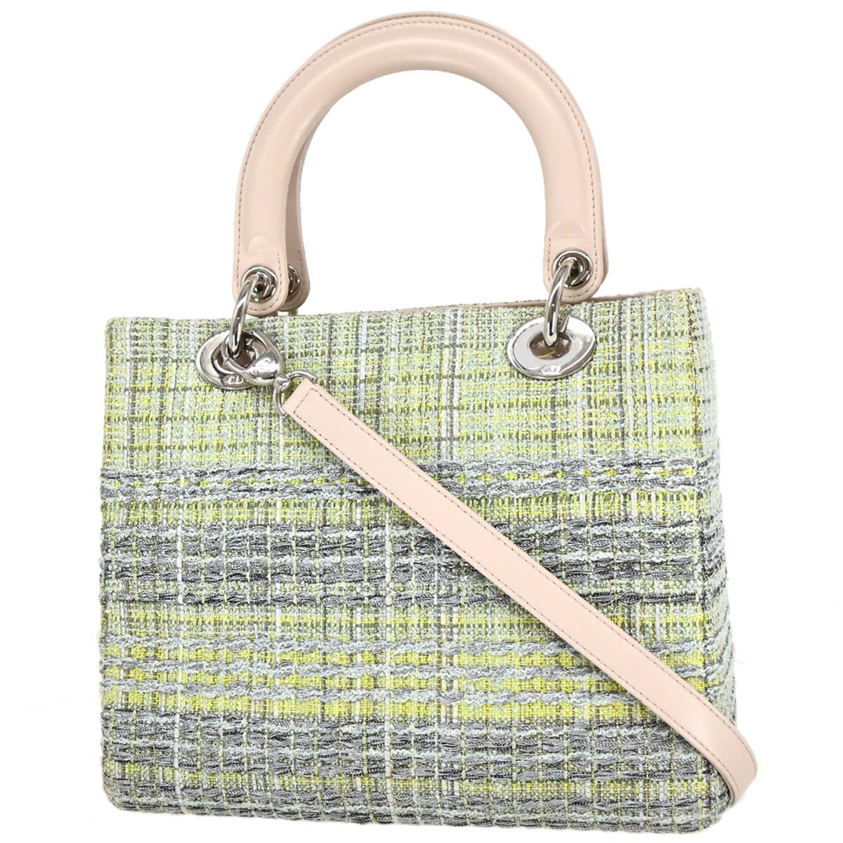 Christian Dior Green Tweed Medium Lady Dior Handbag