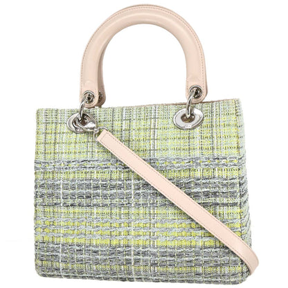 Christian Dior Green Tweed Medium Lady Dior Handbag