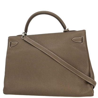 Hermes Etoupe Gray Togo Kelly 40 Retourne 2way Shoulder Handbag
