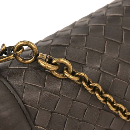 Bottega Veneta Gray Lambskin Intrecciato Shoulder Bag