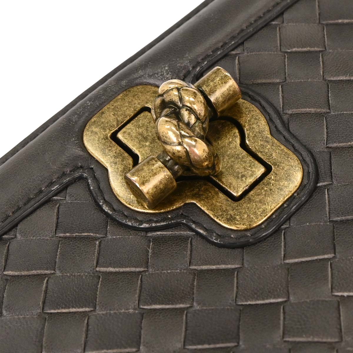 Bottega Veneta Gray Lambskin Intrecciato Shoulder Bag