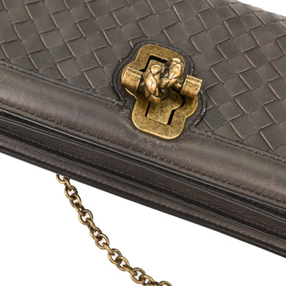 Bottega Veneta Gray Lambskin Intrecciato Shoulder Bag