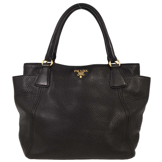 Prada Black Leather Tote Handbag