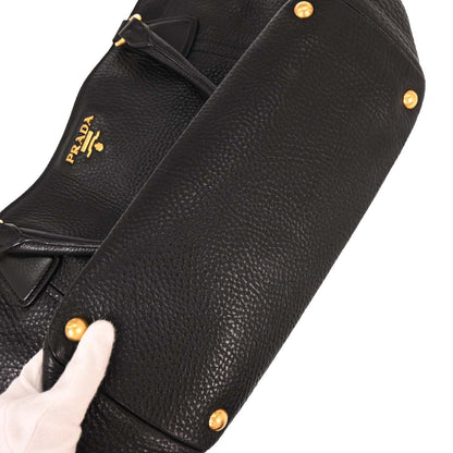 Prada Black Leather Tote Handbag