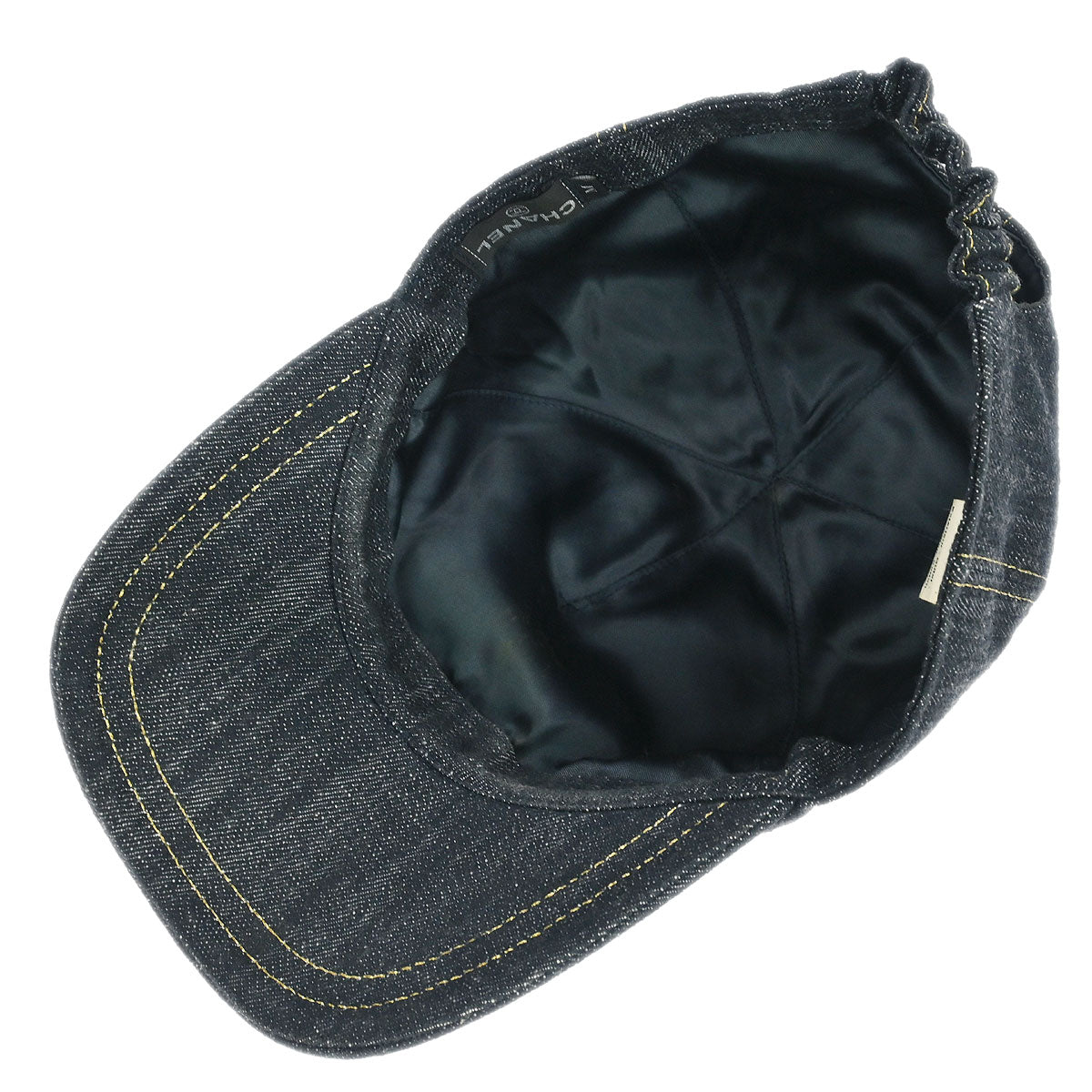 Chanel Cap Hat Denim Navy #M Small Good
