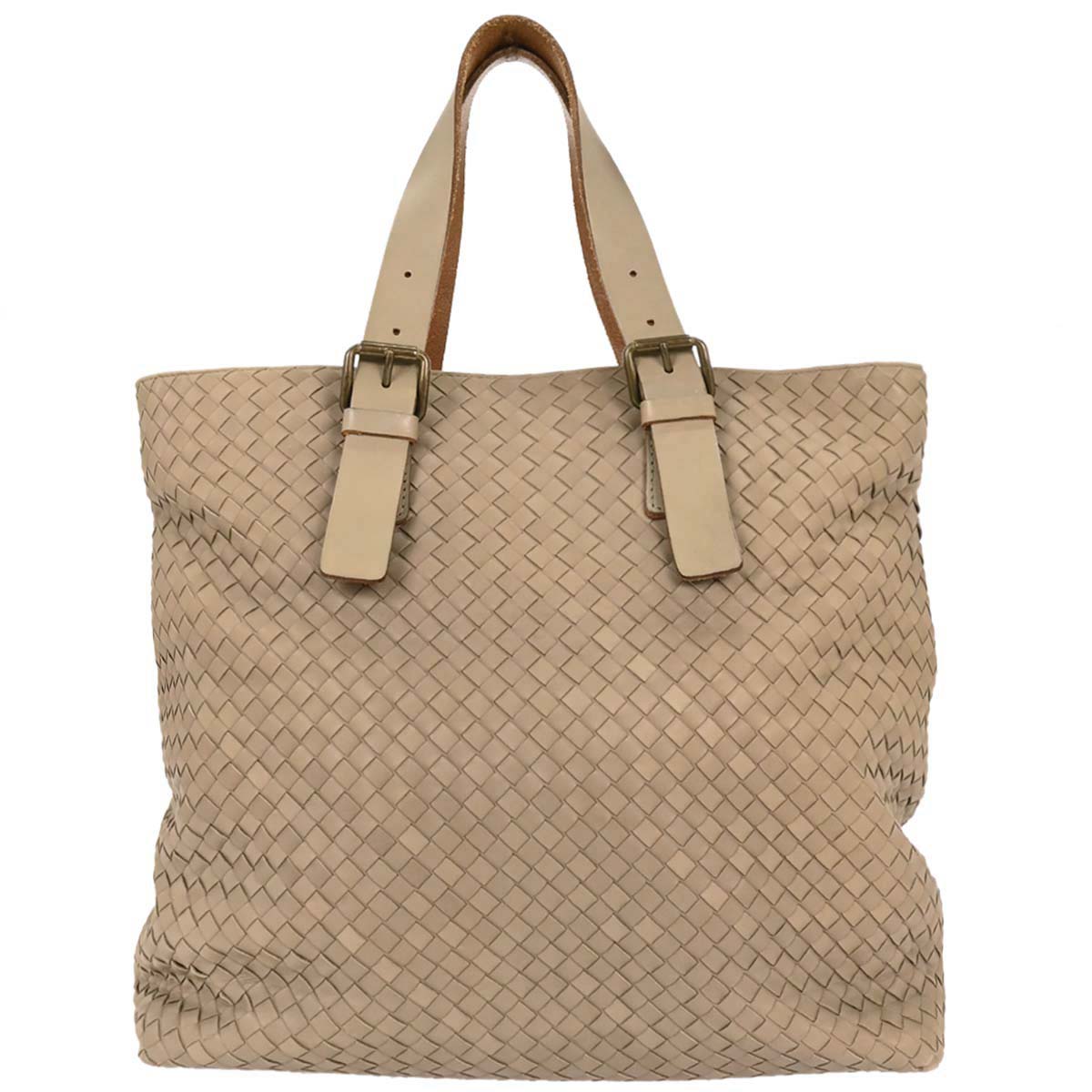 Bottega Veneta Beige Lambskin Intrecciato Tote Bag