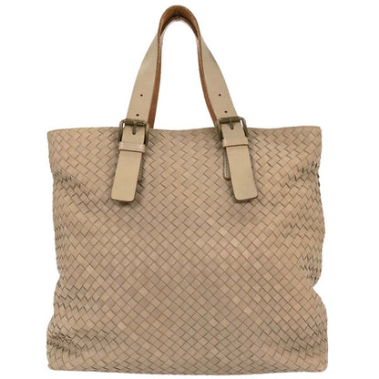 Bottega Veneta Beige Lambskin Intrecciato Tote Bag