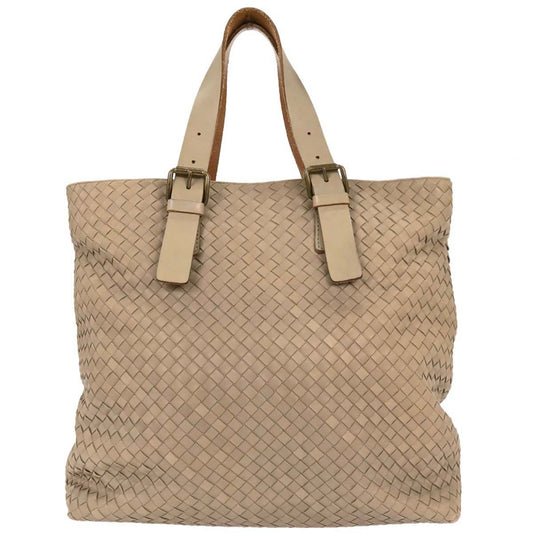 Bottega Veneta Beige Lambskin Intrecciato Tote Bag