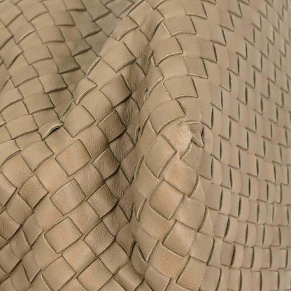 Bottega Veneta Beige Lambskin Intrecciato Tote Bag