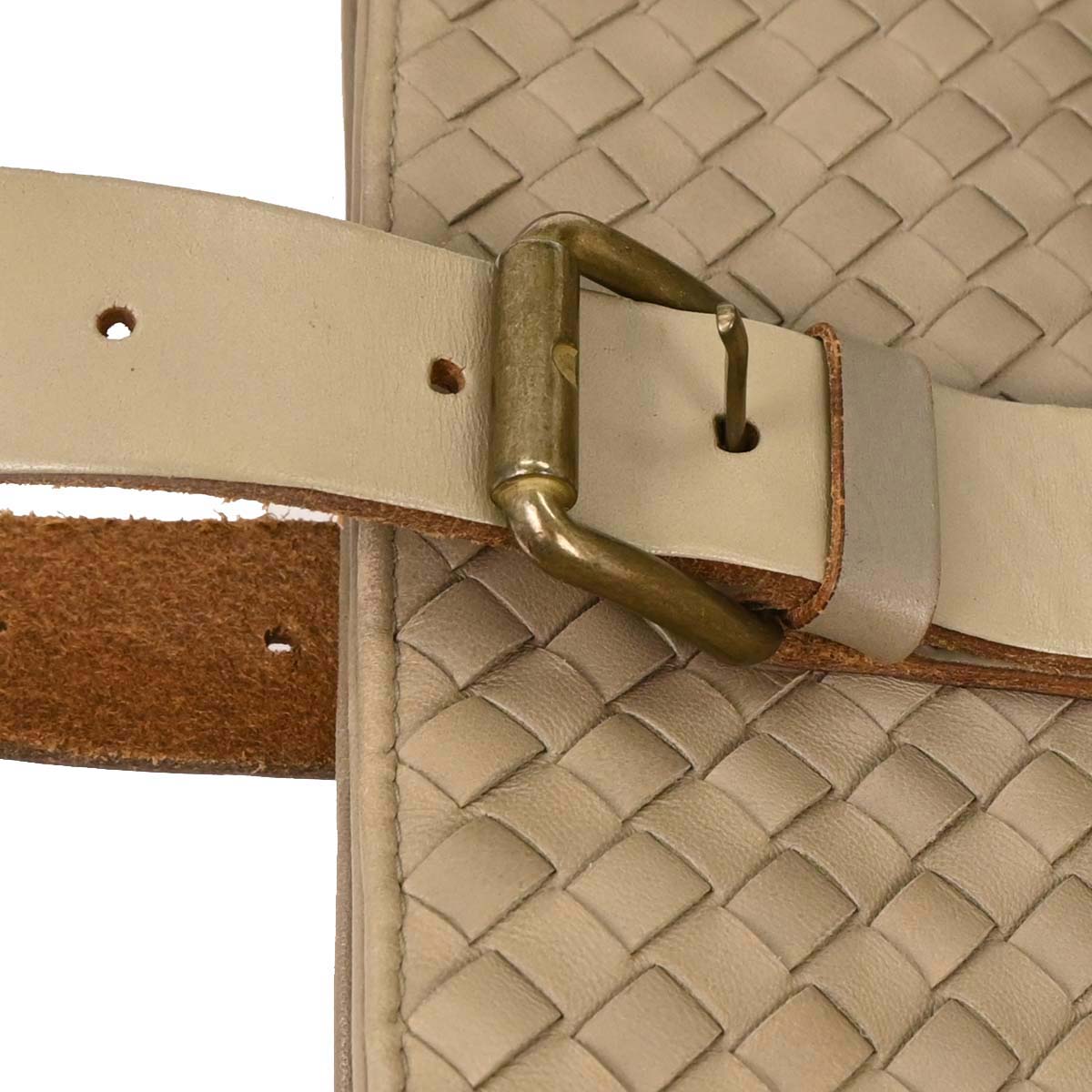 Bottega Veneta Beige Lambskin Intrecciato Tote Bag