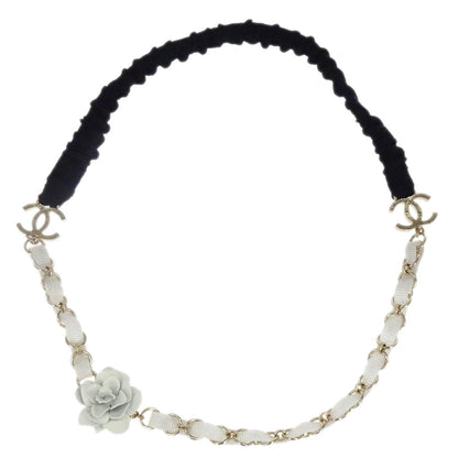Chanel Headband Hair Accessories White Black Flower 09A