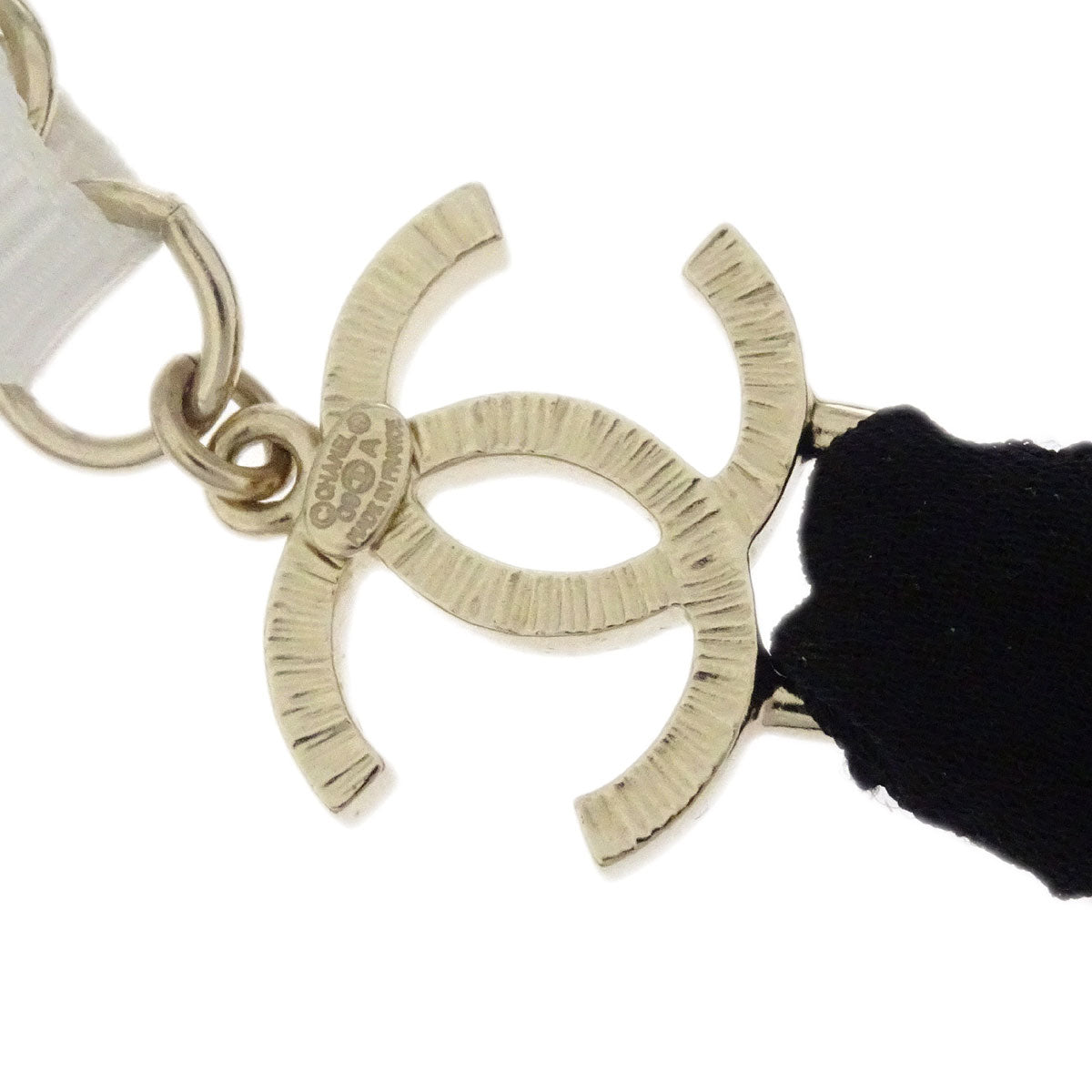 Chanel Headband Hair Accessories White Black Flower 09A