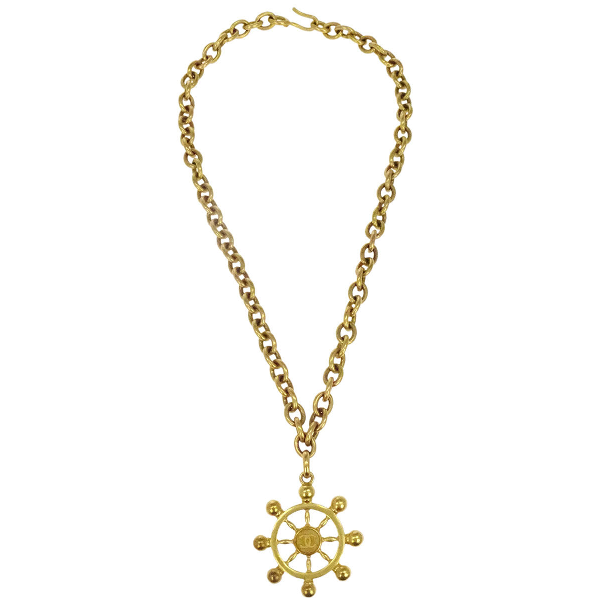 Chanel Rudder Chain Pendant Necklace Gold 94P