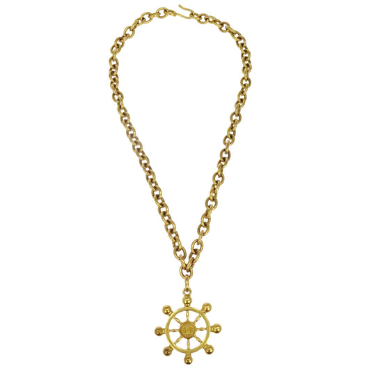 Chanel Rudder Chain Pendant Necklace Gold 94P
