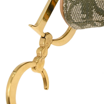 Christian Dior Green Canvas Trotter Saddle Handbag