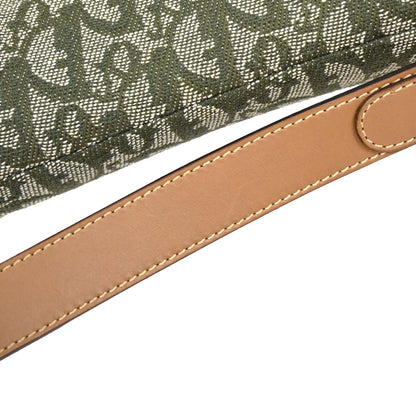 Christian Dior Green Canvas Trotter Saddle Handbag