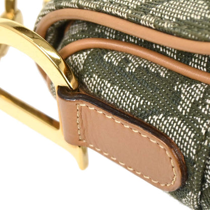 Christian Dior Green Canvas Trotter Saddle Handbag