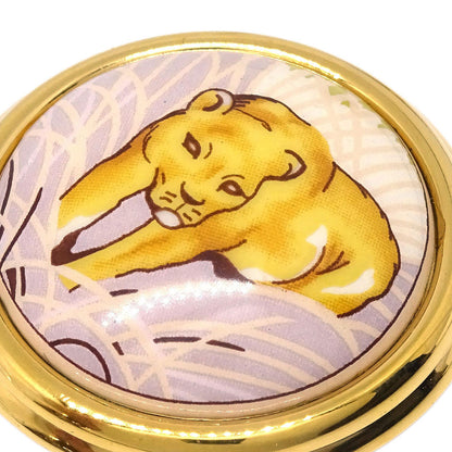 Hermes Enamel Cloisonne Ware Earrings Clip-On Gold