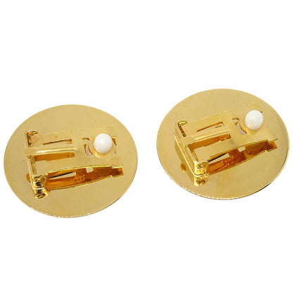 Hermes Enamel Cloisonne Ware Earrings Clip-On Gold