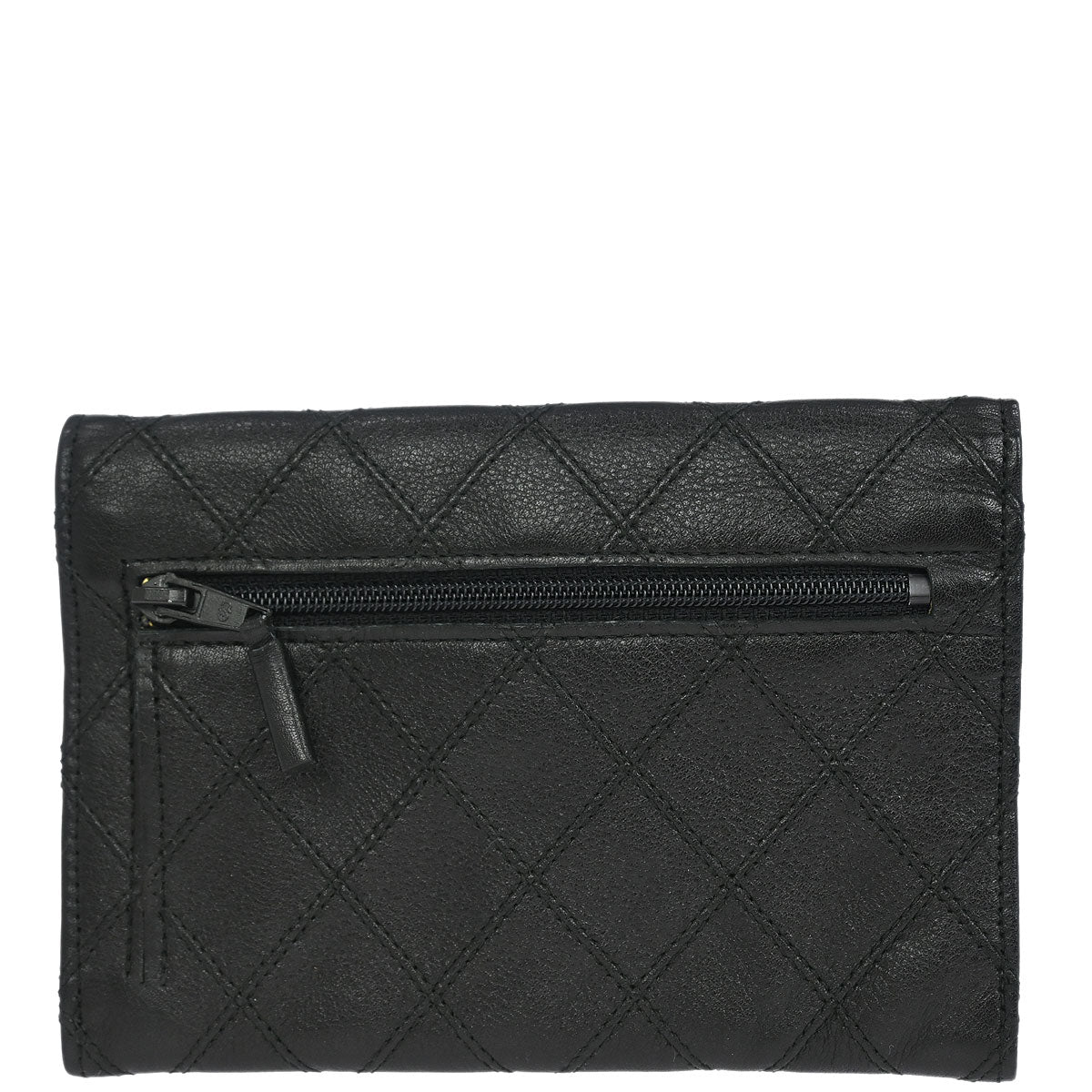 Chanel 1989-1991 Black Lambskin Bicolore Wallet Coin Purse