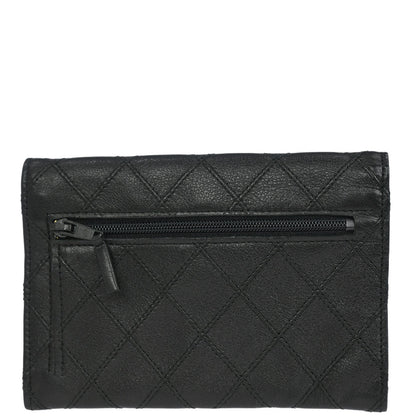 Chanel 1989-1991 Black Lambskin Bicolore Wallet Coin Purse