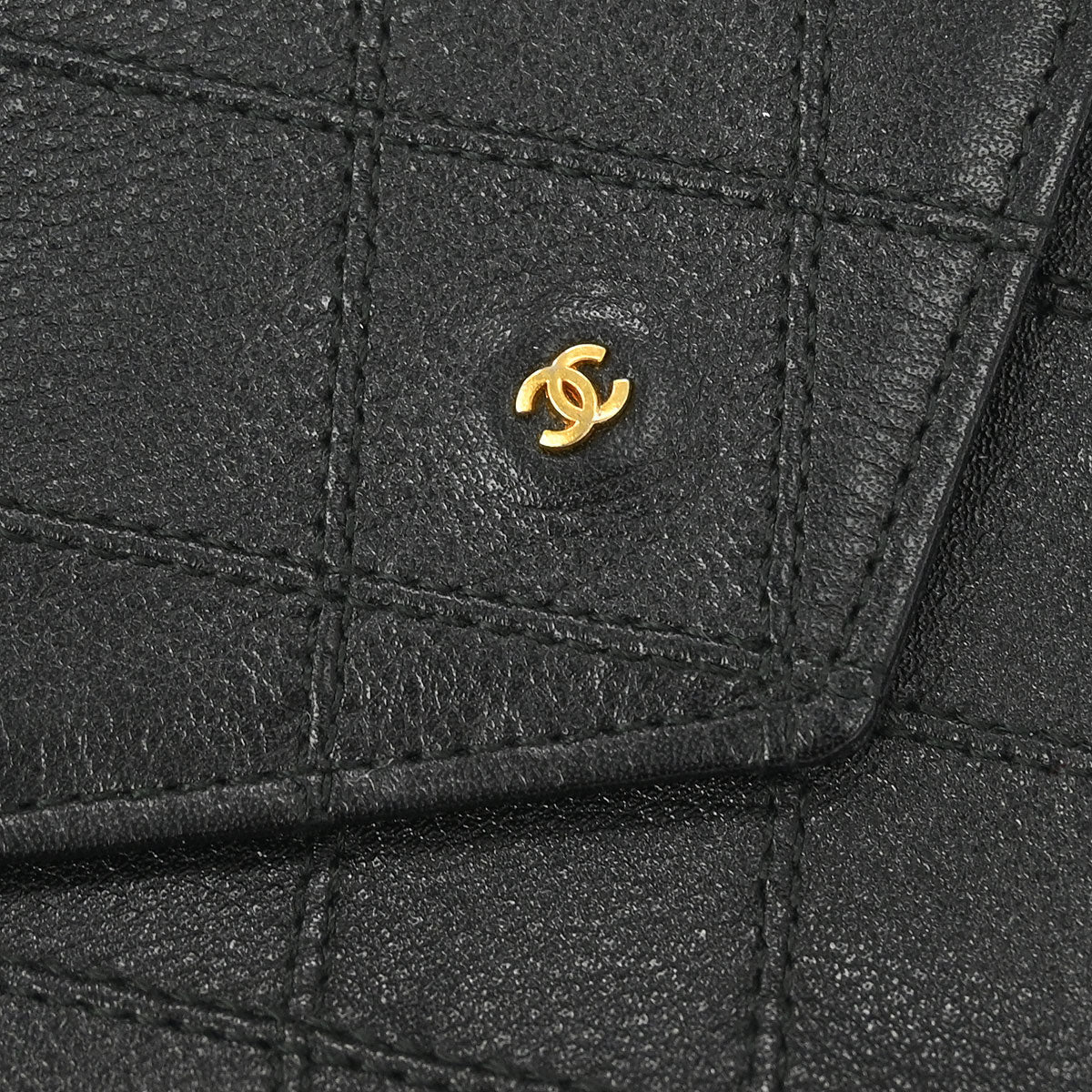 Chanel 1989-1991 Black Lambskin Bicolore Wallet Coin Purse