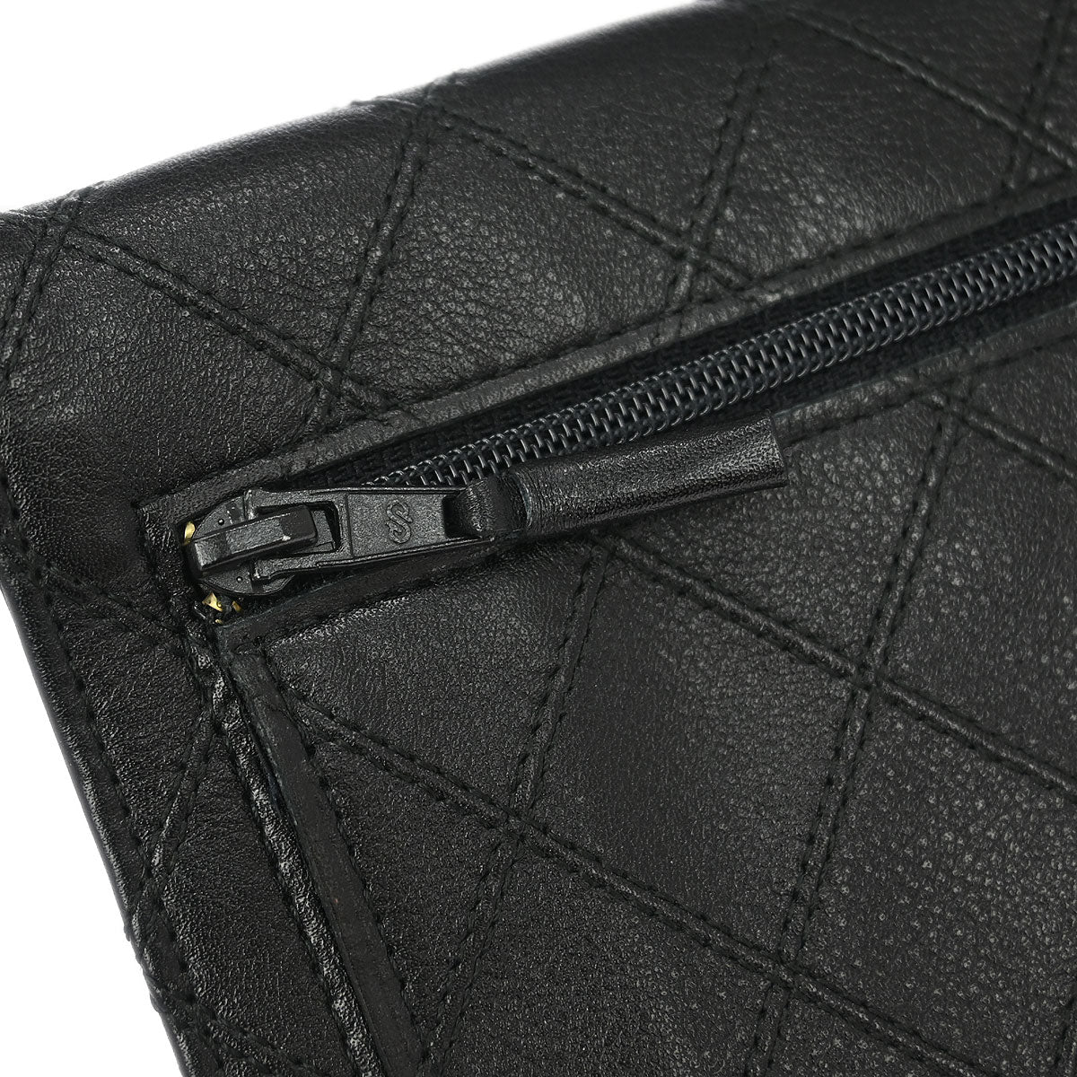 Chanel 1989-1991 Black Lambskin Bicolore Wallet Coin Purse