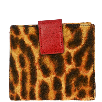 Christian Dior * Brown Pony Hair Leopard Print Wallet