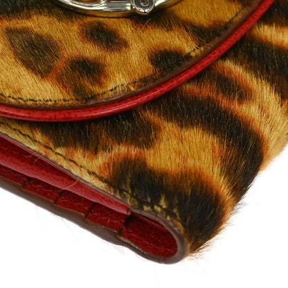 Christian Dior * Brown Pony Hair Leopard Print Wallet