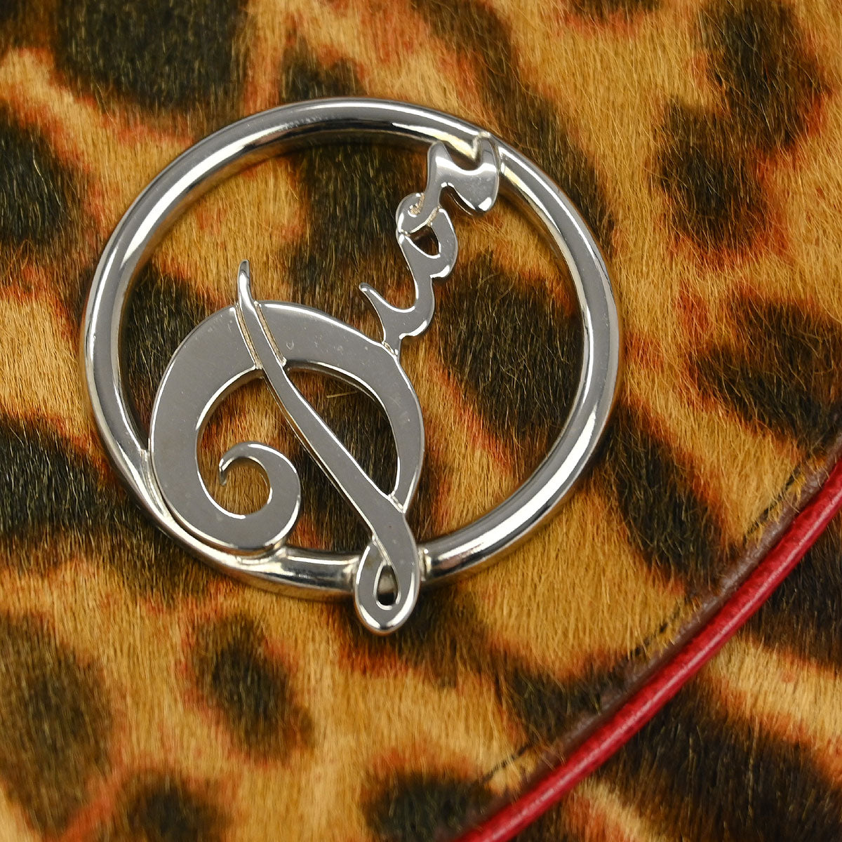 Christian Dior * Brown Pony Hair Leopard Print Wallet