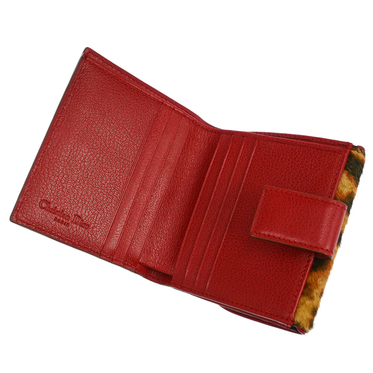 Christian Dior * Brown Pony Hair Leopard Print Wallet