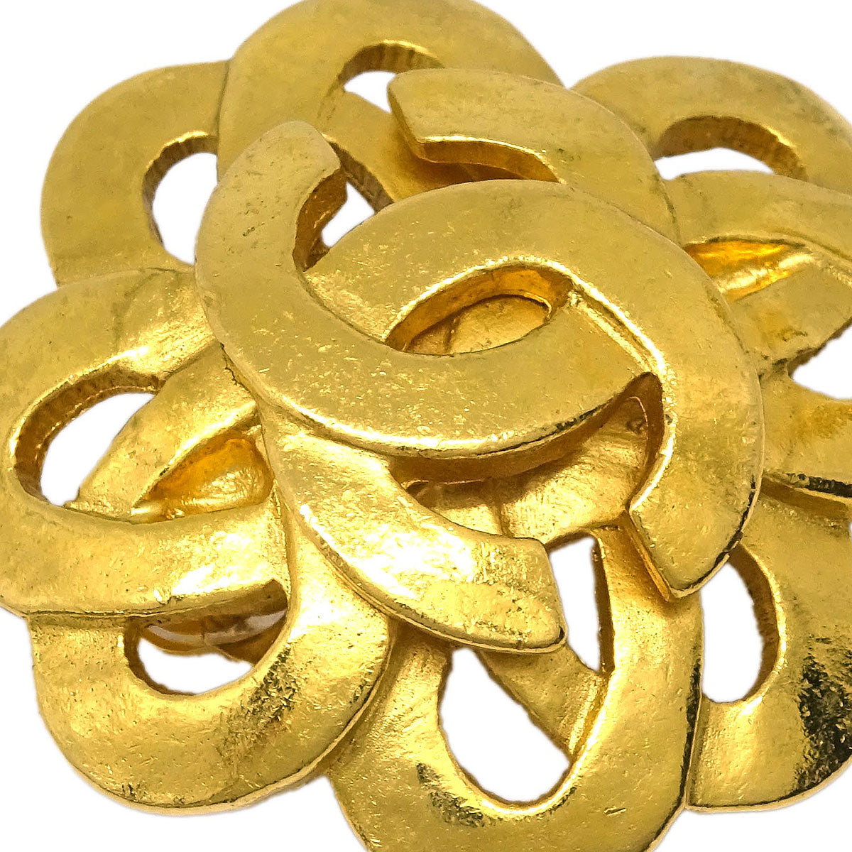 Chanel Flower Earrings Clip-On Gold 97P