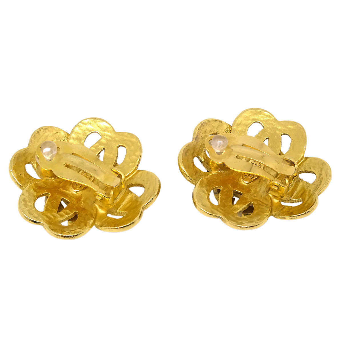 Chanel Flower Earrings Clip-On Gold 97P