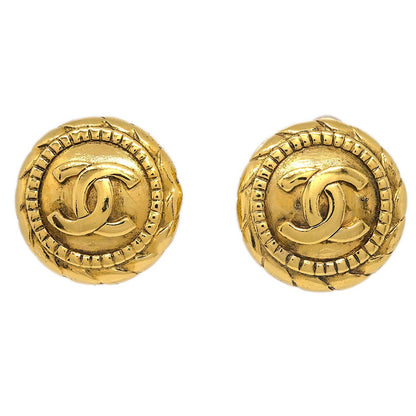 Chanel Button Earrings Clip-On Gold 2398