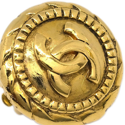Chanel Button Earrings Clip-On Gold 2398