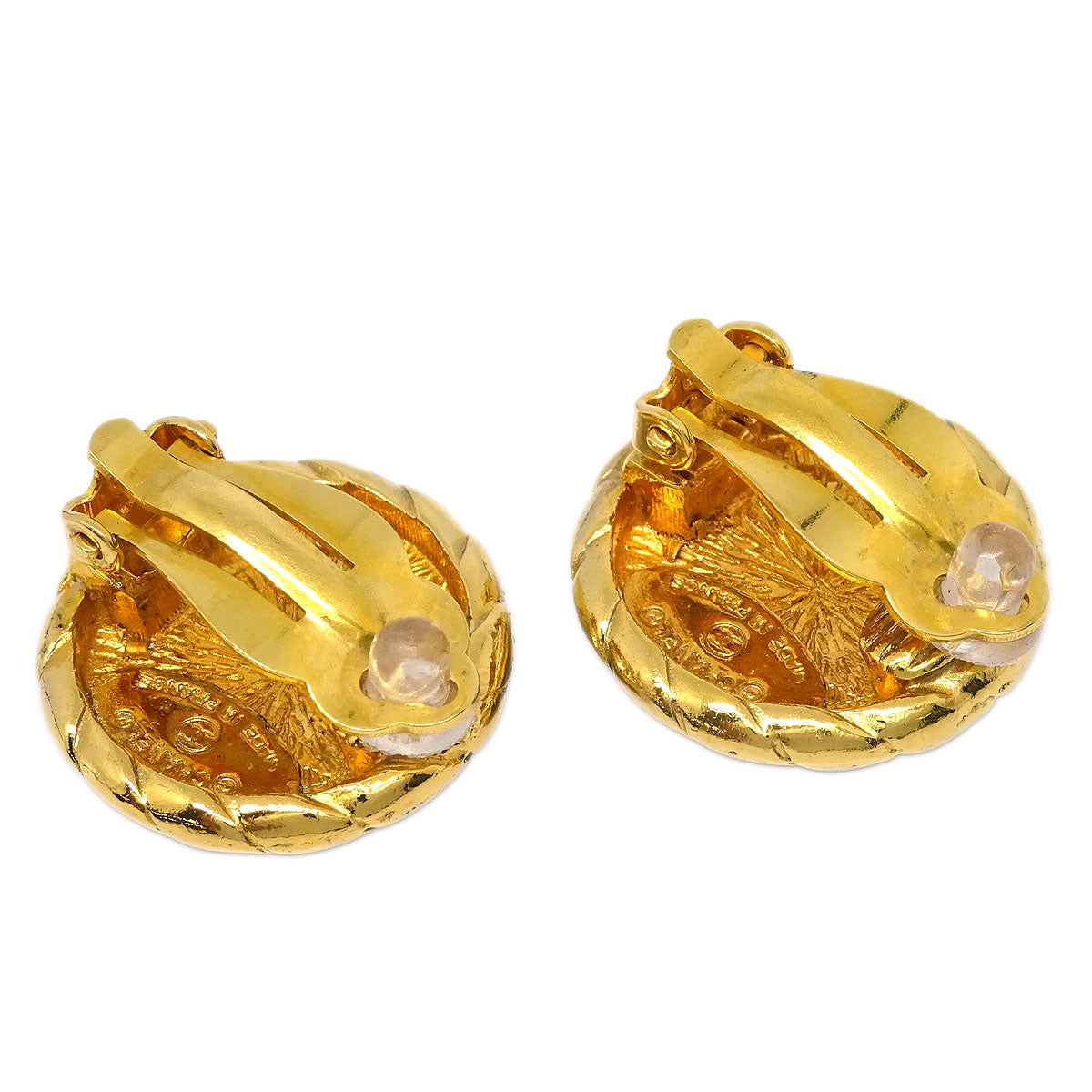 Chanel Button Earrings Clip-On Gold 2398