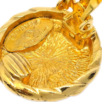 Chanel Button Earrings Clip-On Gold 2398