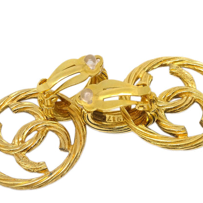 Chanel Dangle Hoop Earrings Clip-On Gold 2917/93P