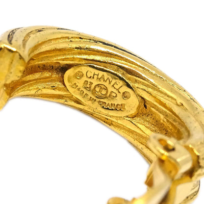 Chanel Dangle Hoop Earrings Clip-On Gold 2917/93P