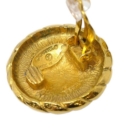 Chanel Button Earrings Clip-On Gold 2399