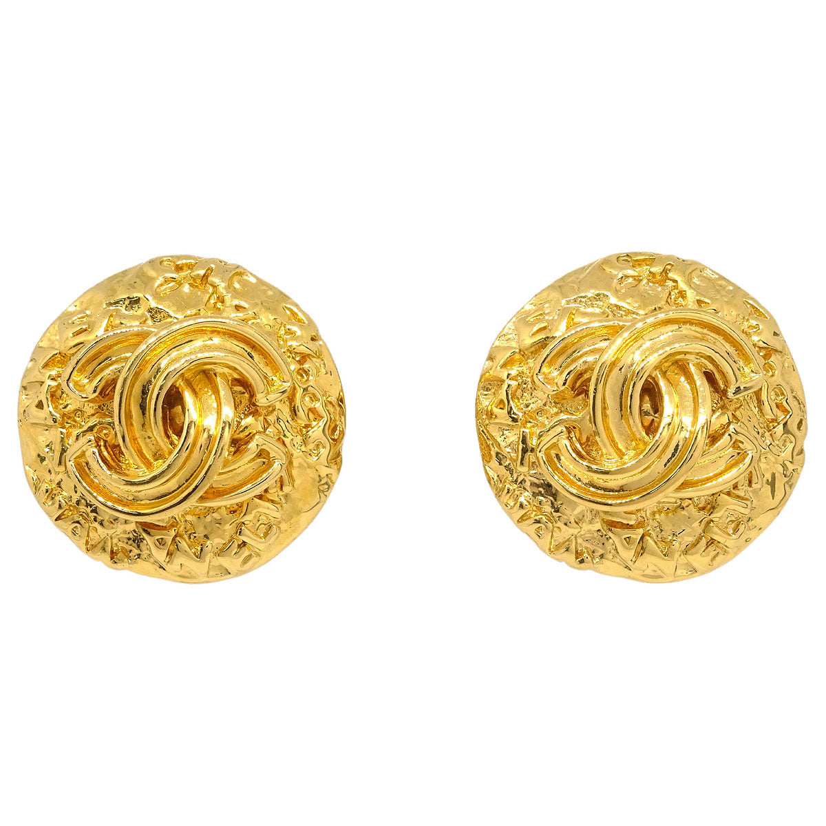 Chanel Button Earrings Clip-On Gold 95A