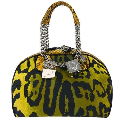 Christian Dior * Yellow Python Gambler Dice Bowler Bag