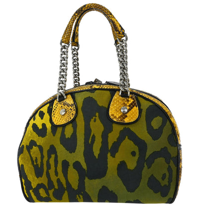 Christian Dior * Yellow Python Gambler Dice Bowler Bag