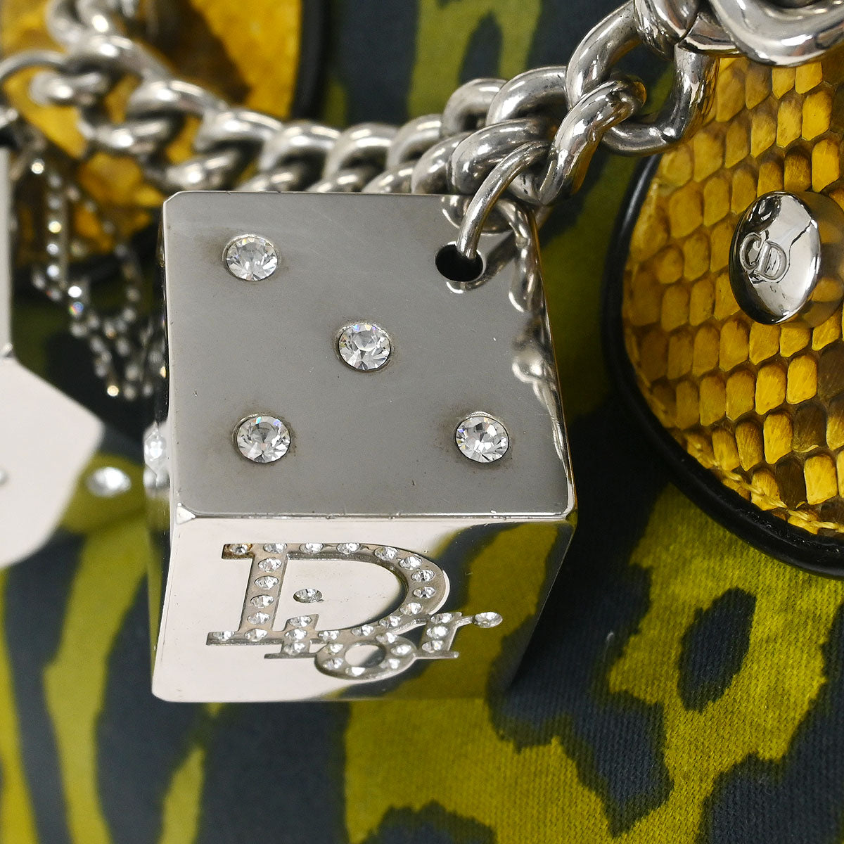 Christian Dior * Yellow Python Gambler Dice Bowler Bag