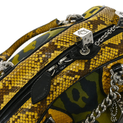 Christian Dior * Yellow Python Gambler Dice Bowler Bag