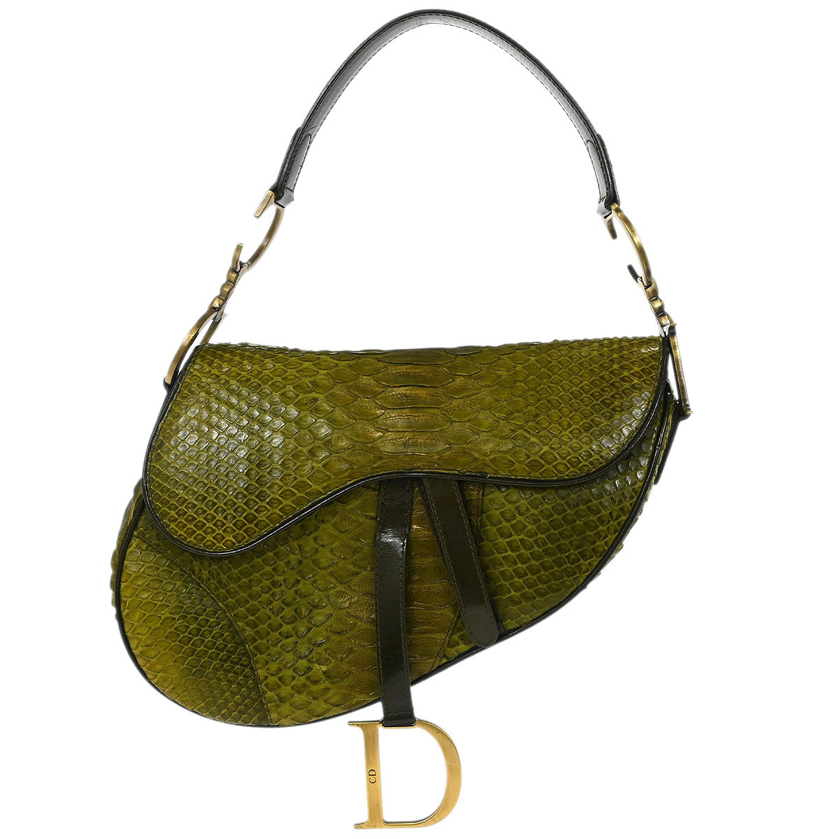 Christian Dior * Green Python Saddle Handbag