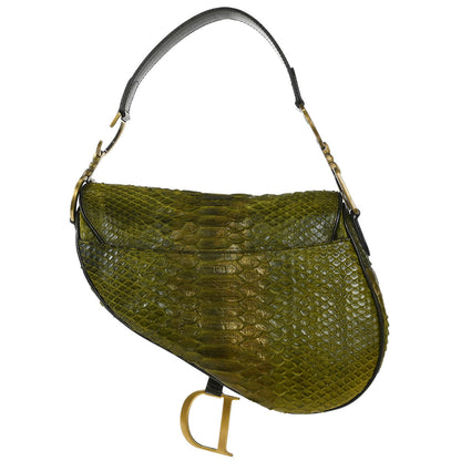 Christian Dior * Green Python Saddle Handbag
