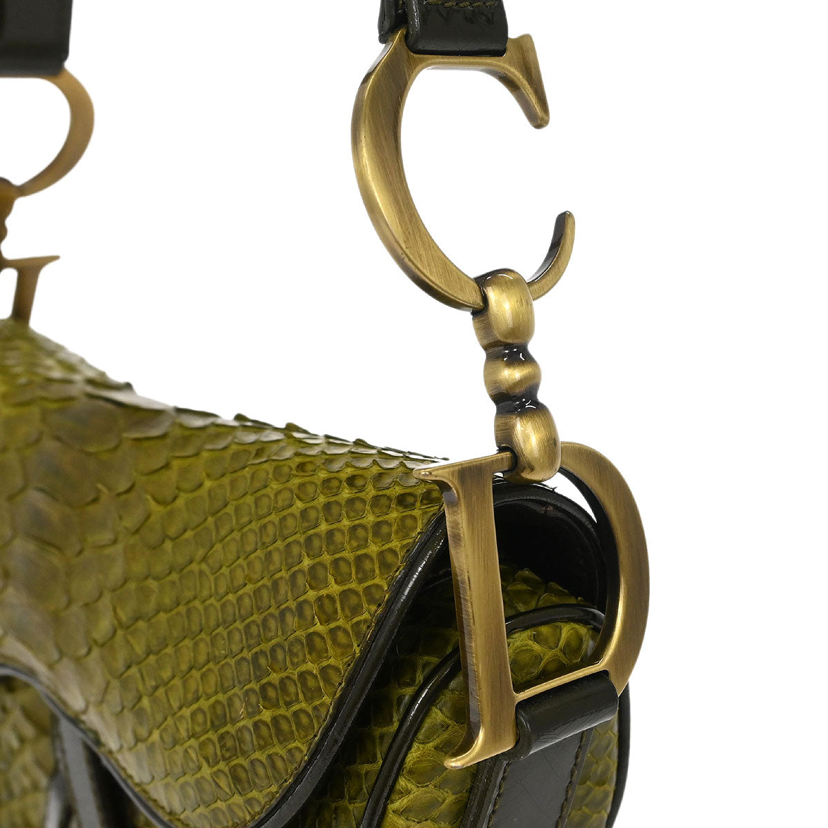 Christian Dior * Green Python Saddle Handbag