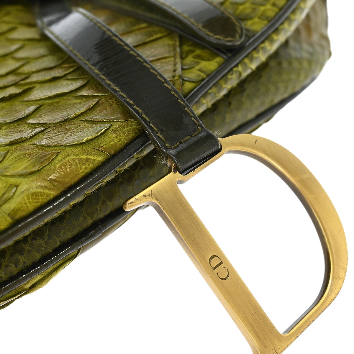 Christian Dior * Green Python Saddle Handbag