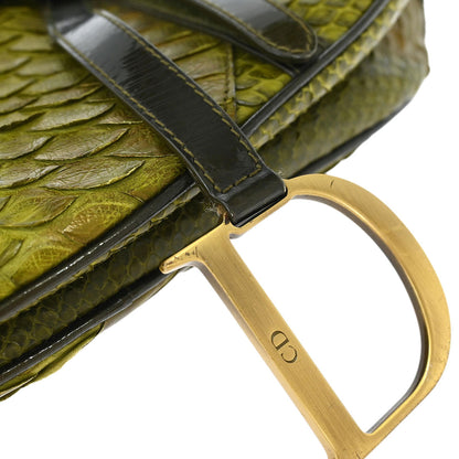 Christian Dior * Green Python Saddle Handbag